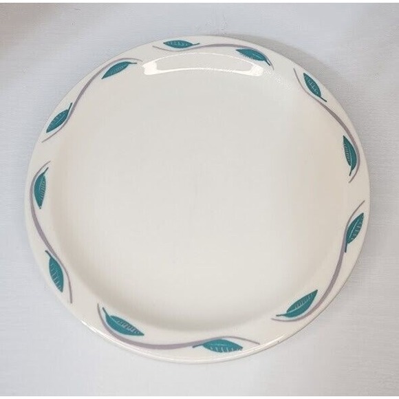 Homer Laughlin Other - Homer Laughlin Restaurant Ware Best China Teal Gray Oak Leaf 8.75"Plate MCM